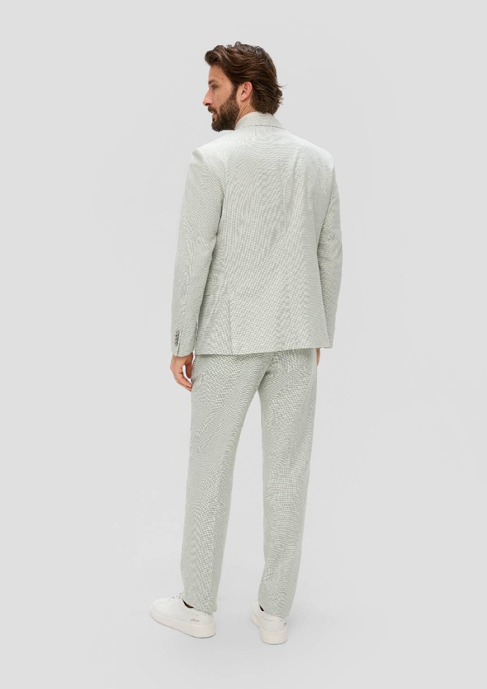 S.Oliver S.O PURE: Anzugsakko Aus Leinenmix Mit Hahnentritt-Muster