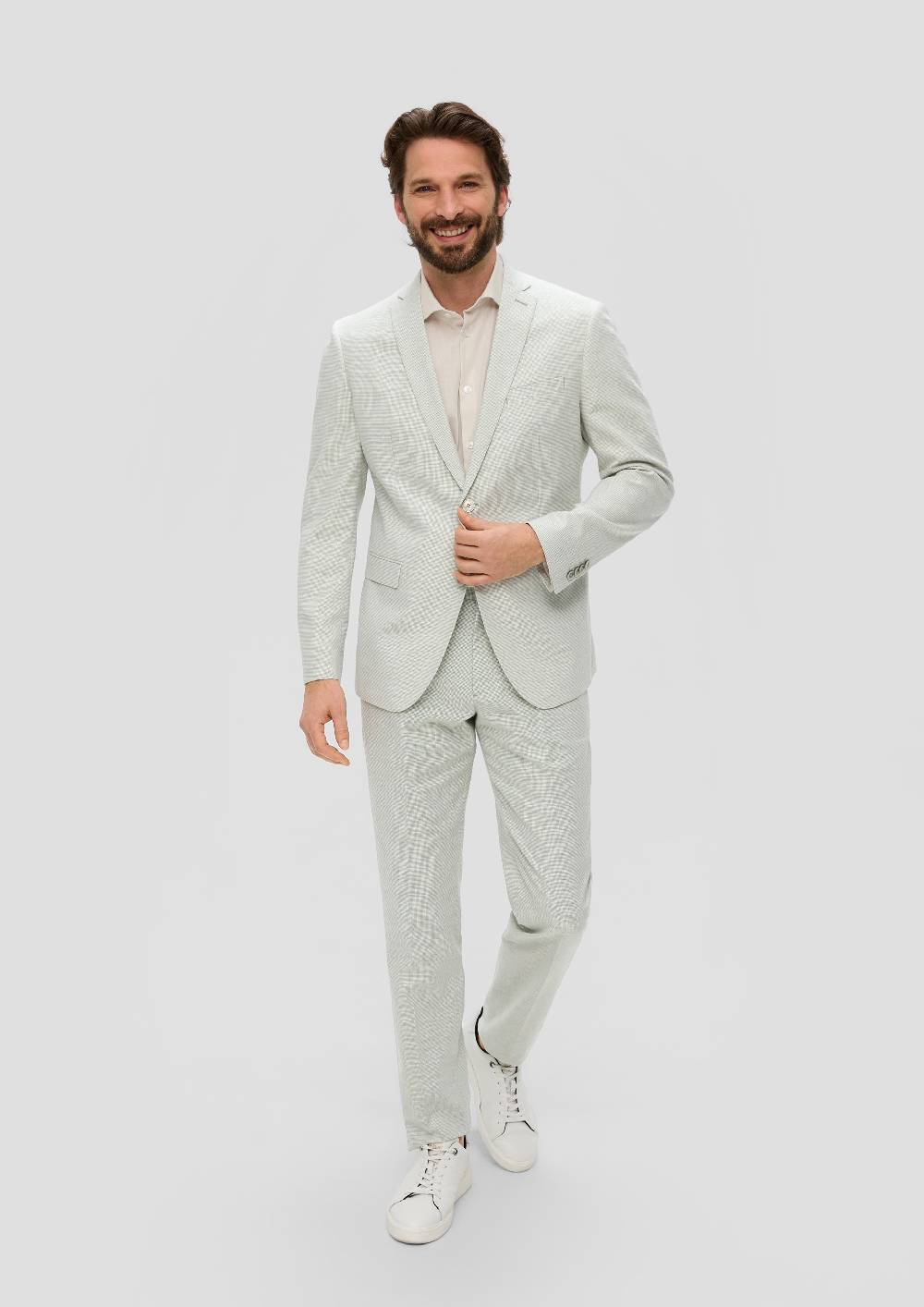 S.Oliver S.O PURE: Anzugsakko Aus Leinenmix Mit Hahnentritt-Muster