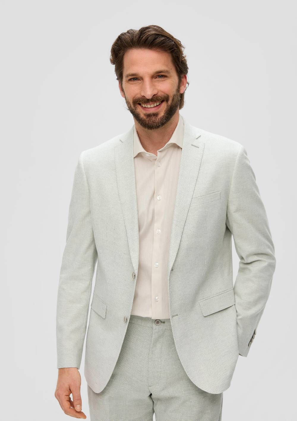 S.Oliver S.O PURE: Anzugsakko Aus Leinenmix Mit Hahnentritt-Muster