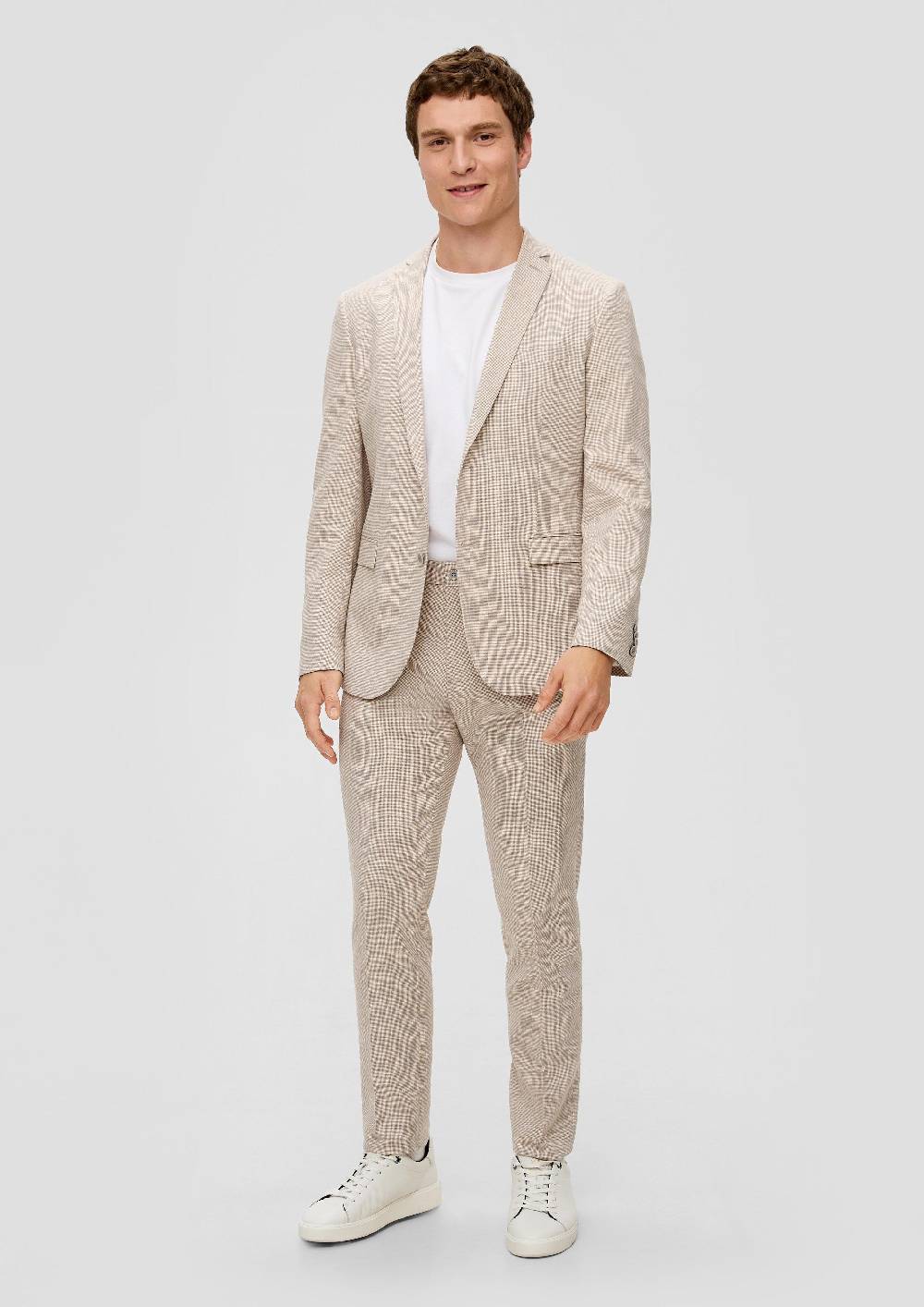 S.Oliver S.O PURE: Anzugsakko Aus Leinenmix Mit Hahnentritt-Muster