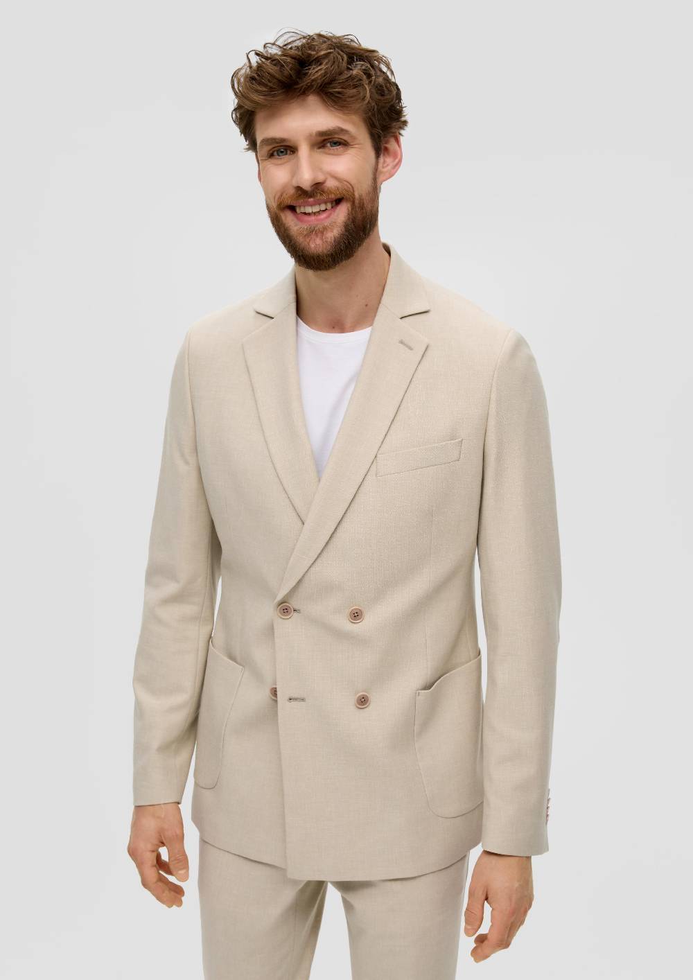 S.Oliver S.O PURE: Doppelreihiges Sakko Im Leinen-Look