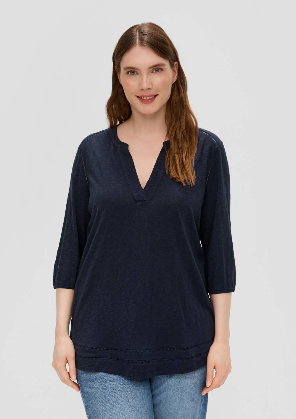 S.Oliver 3/4-Arm-Bluse Aus Viskosestretch