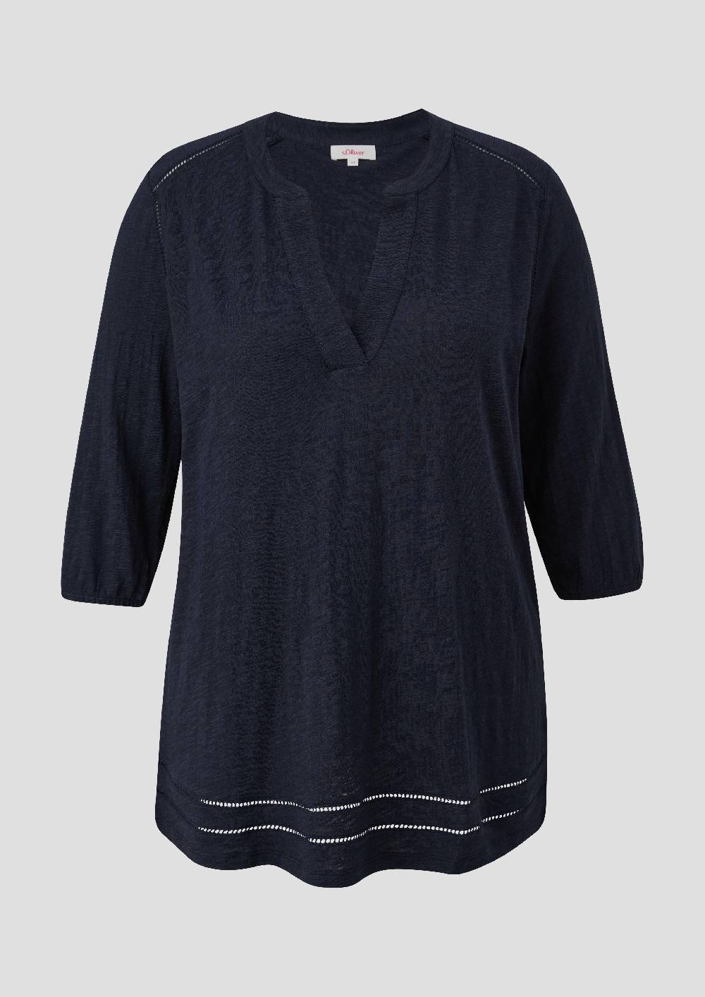 S.Oliver 3/4-Arm-Bluse Aus Viskosestretch