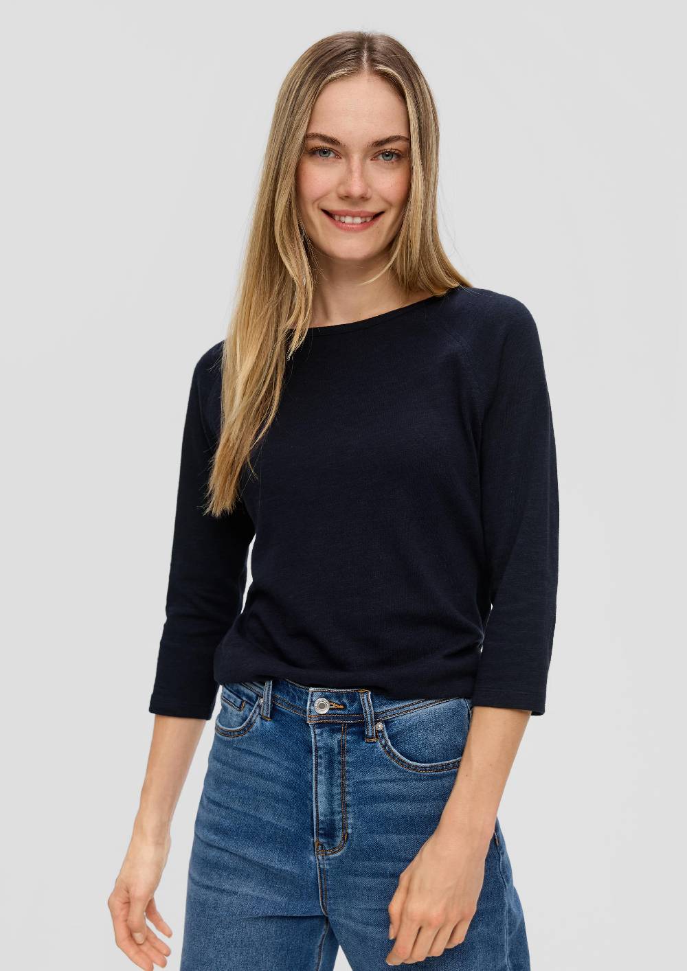 S.Oliver 3/4-Ärmel Shirt Mit Flammgarnstruktur