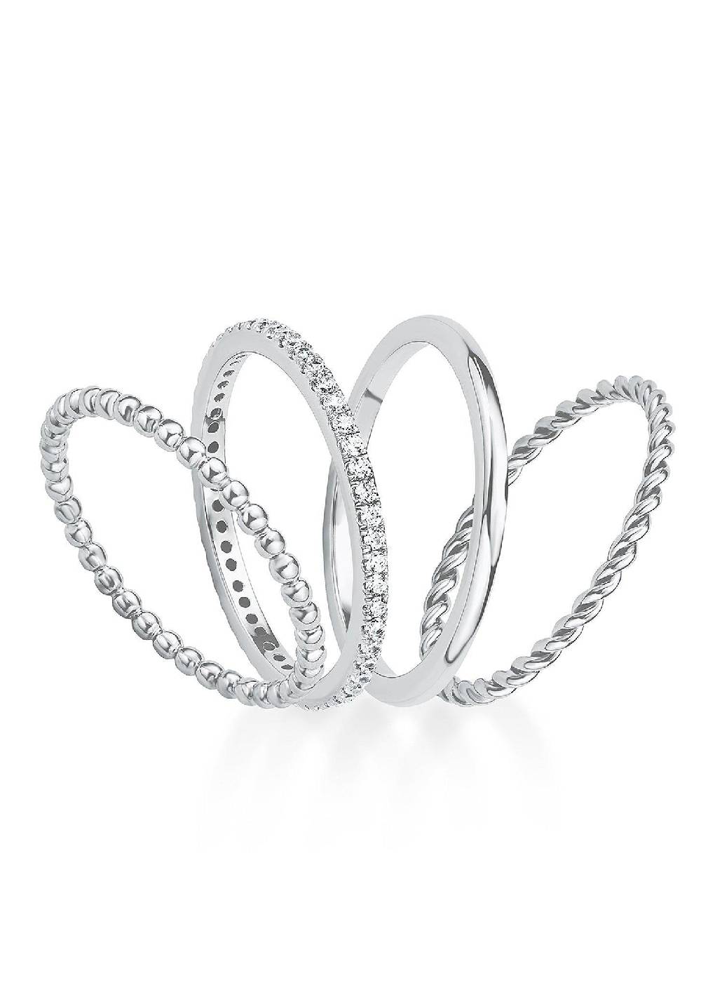 S.Oliver 4er Set Ringe Aus Sterling Silber