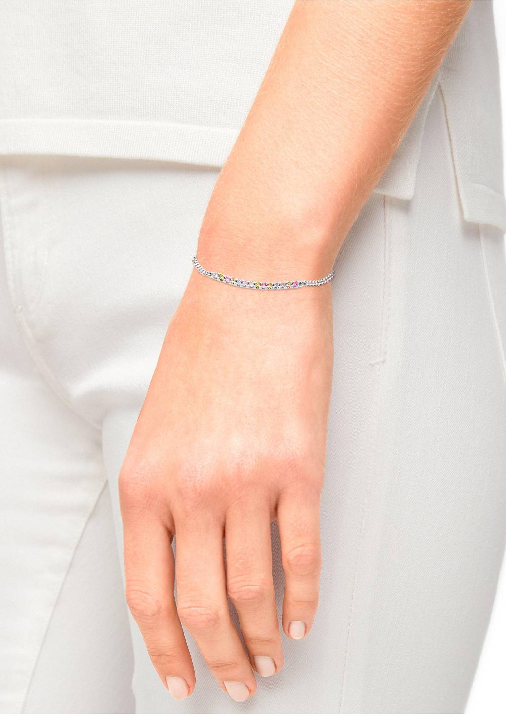 S.Oliver Armband Mit Buntem Zirkonia-Detail