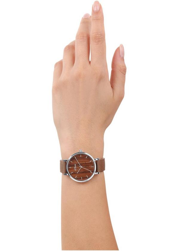 s.Oliver Armbanduhr in Holz-Optik