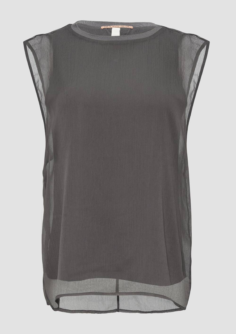 S.Oliver Ärmellose Chiffon-Bluse Mit Jerseyfutter