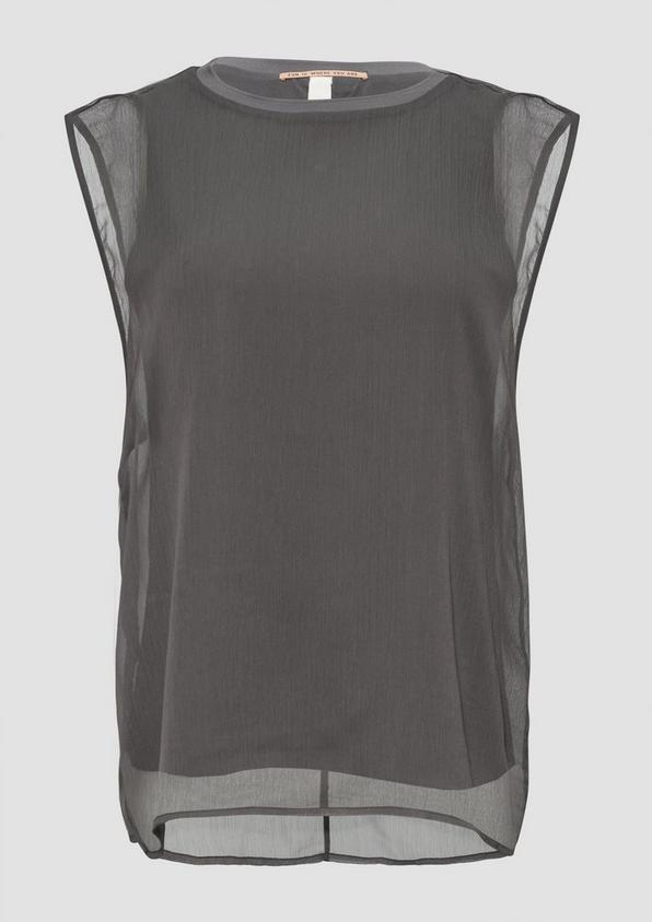 s.Oliver Ärmellose Chiffon-Bluse mit Jerseyfutter
