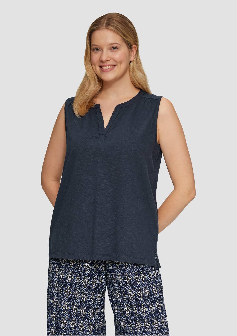 S.Oliver Ärmelloses Jersey-Shirt Mit Raffung