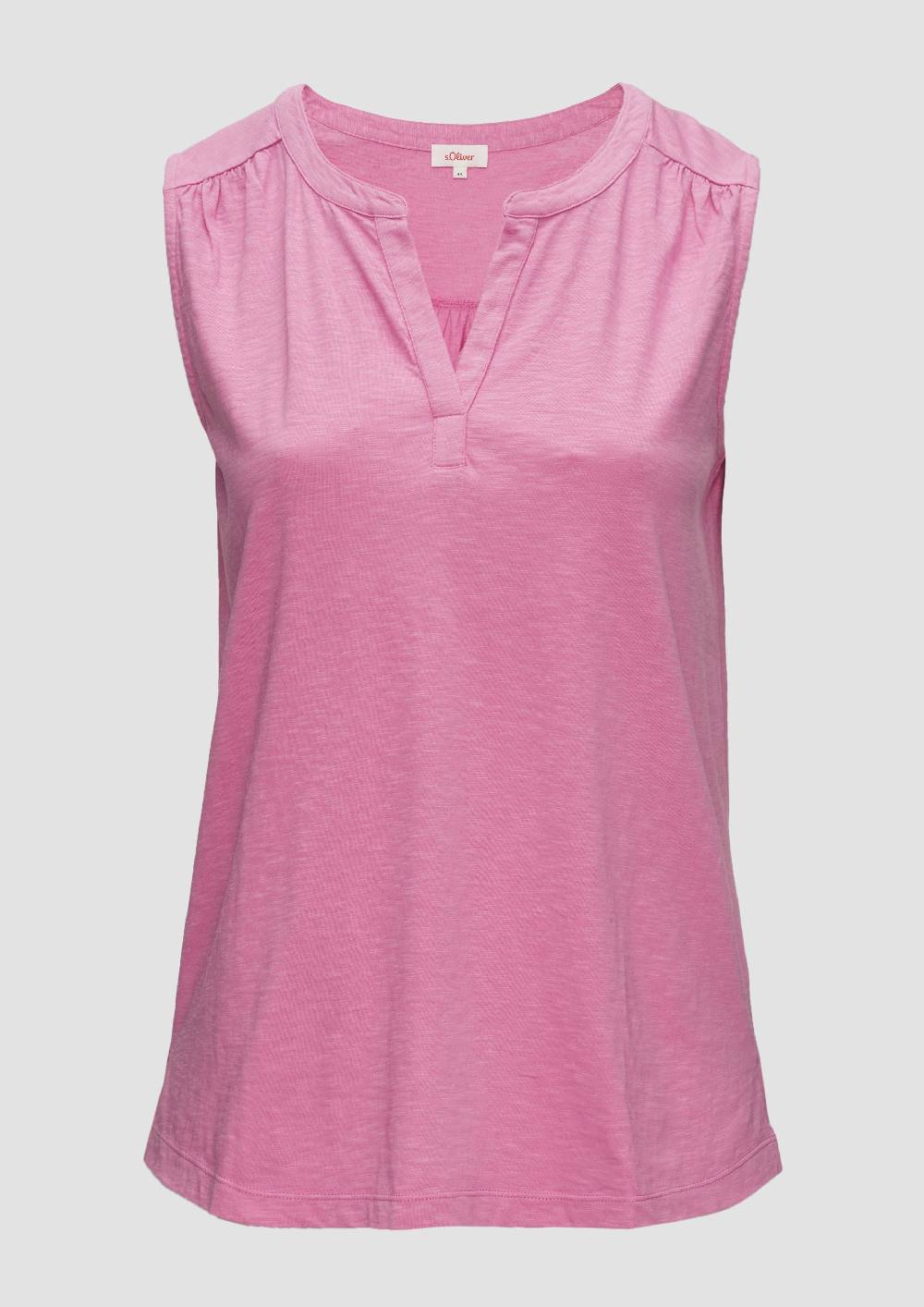 S.Oliver Ärmelloses Jersey-Shirt Mit Raffung