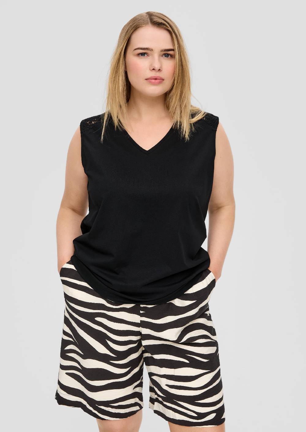 S.Oliver Ärmelloses Shirt Mit Häkeleinsatz