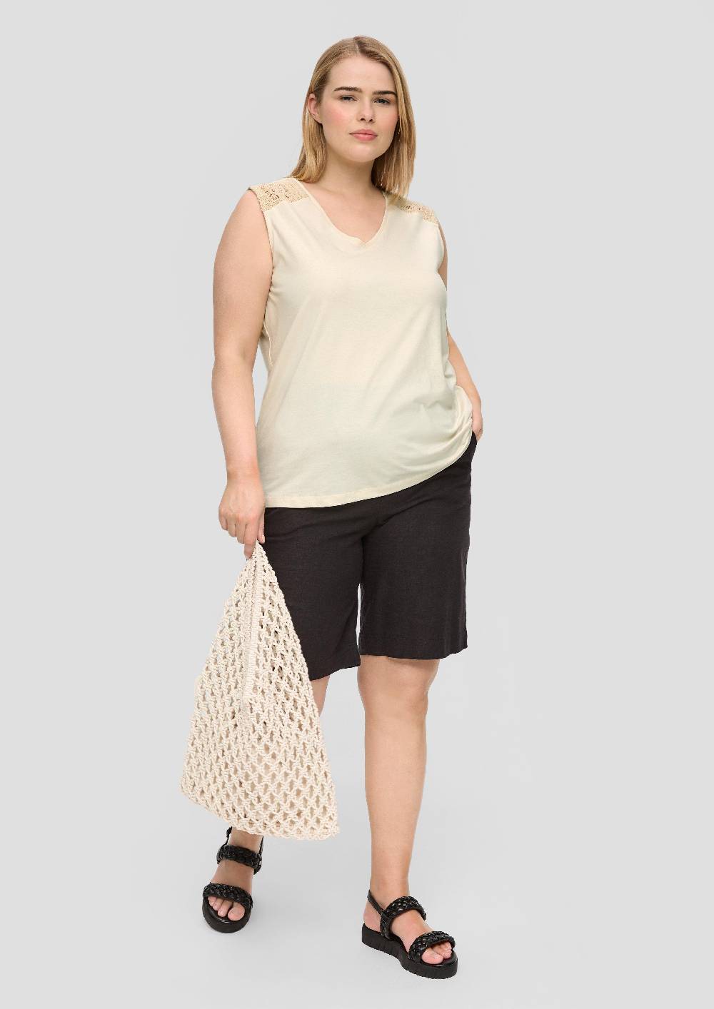 S.Oliver Ärmelloses Shirt Mit Häkeleinsatz