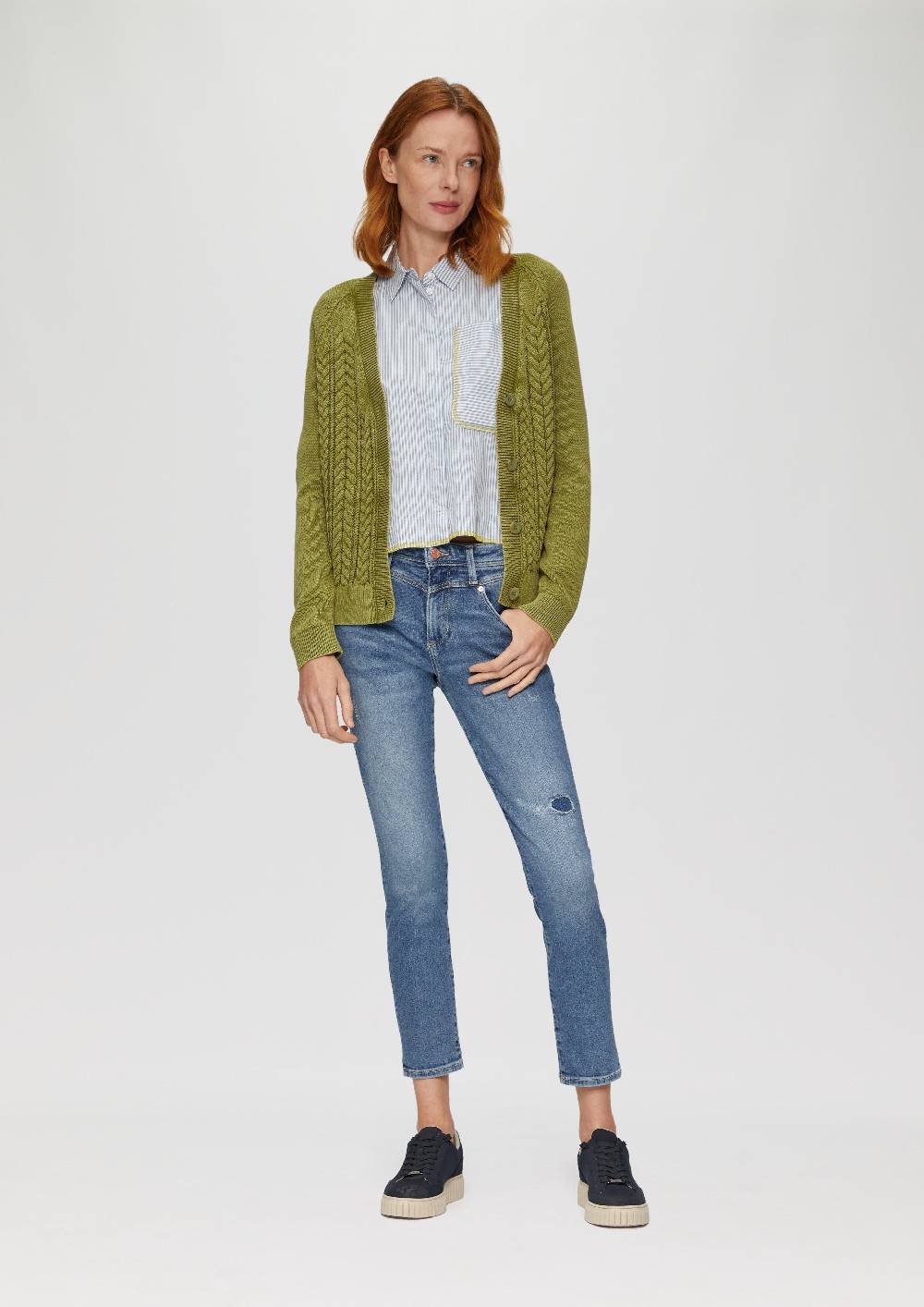 S.Oliver Baumwollcardigan Mit Zopfmuster
