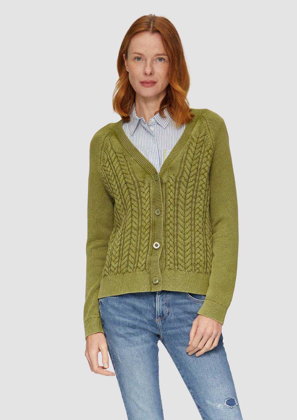 S.Oliver Baumwollcardigan Mit Zopfmuster