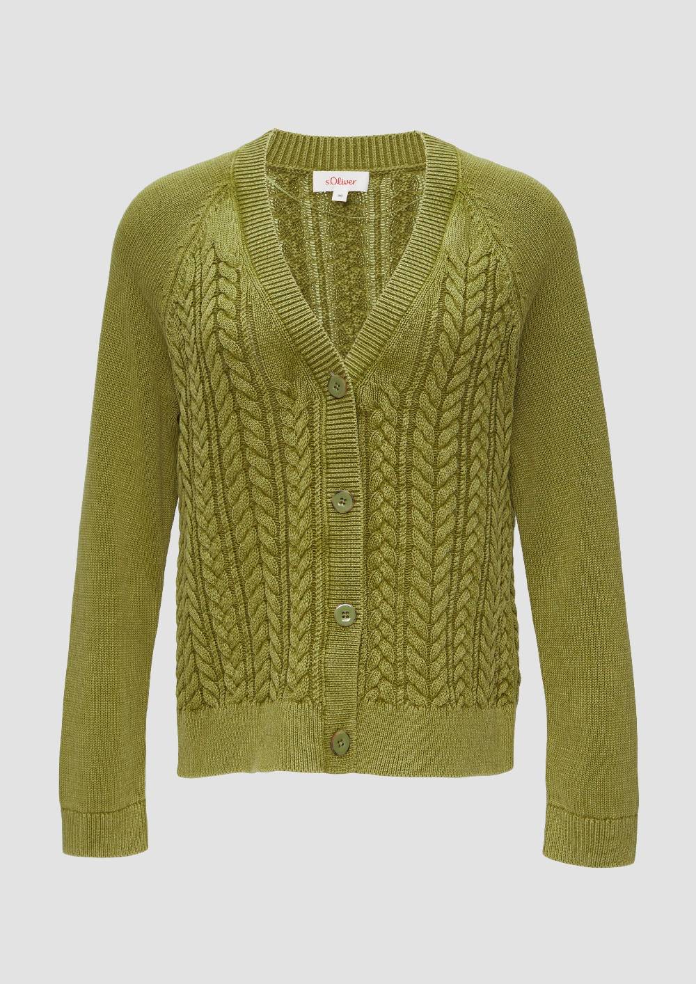 S.Oliver Baumwollcardigan Mit Zopfmuster