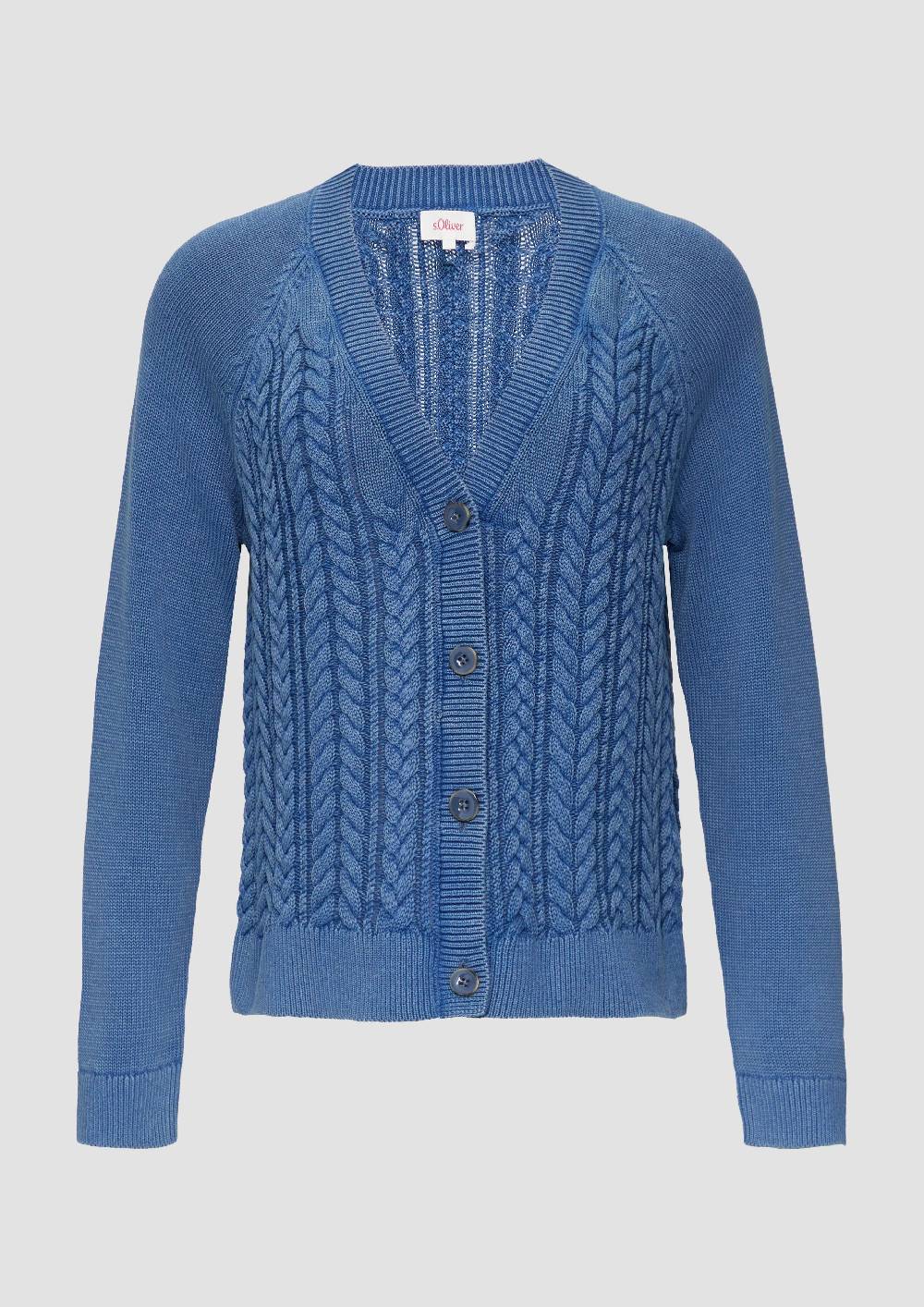S.Oliver Baumwollcardigan Mit Zopfmuster