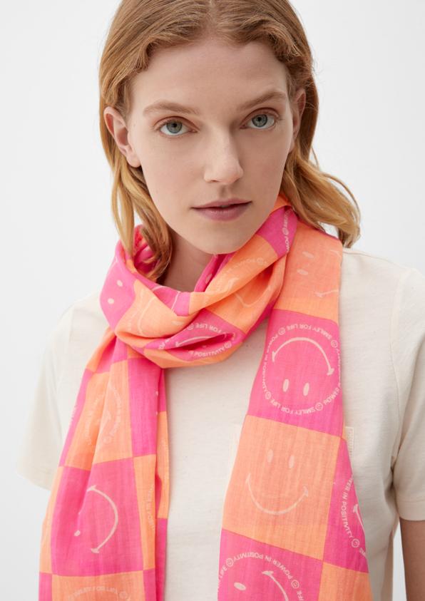 s.Oliver Baumwollschal mit Smiley®-Allovermuster