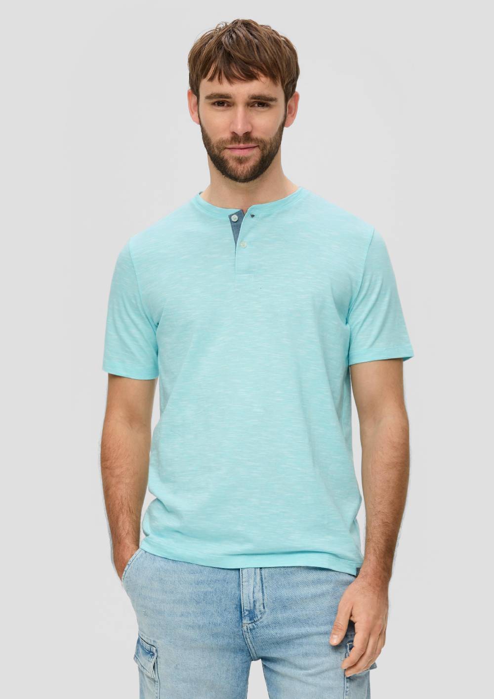 S.Oliver Baumwollshirt Mit Henleyausschnitt