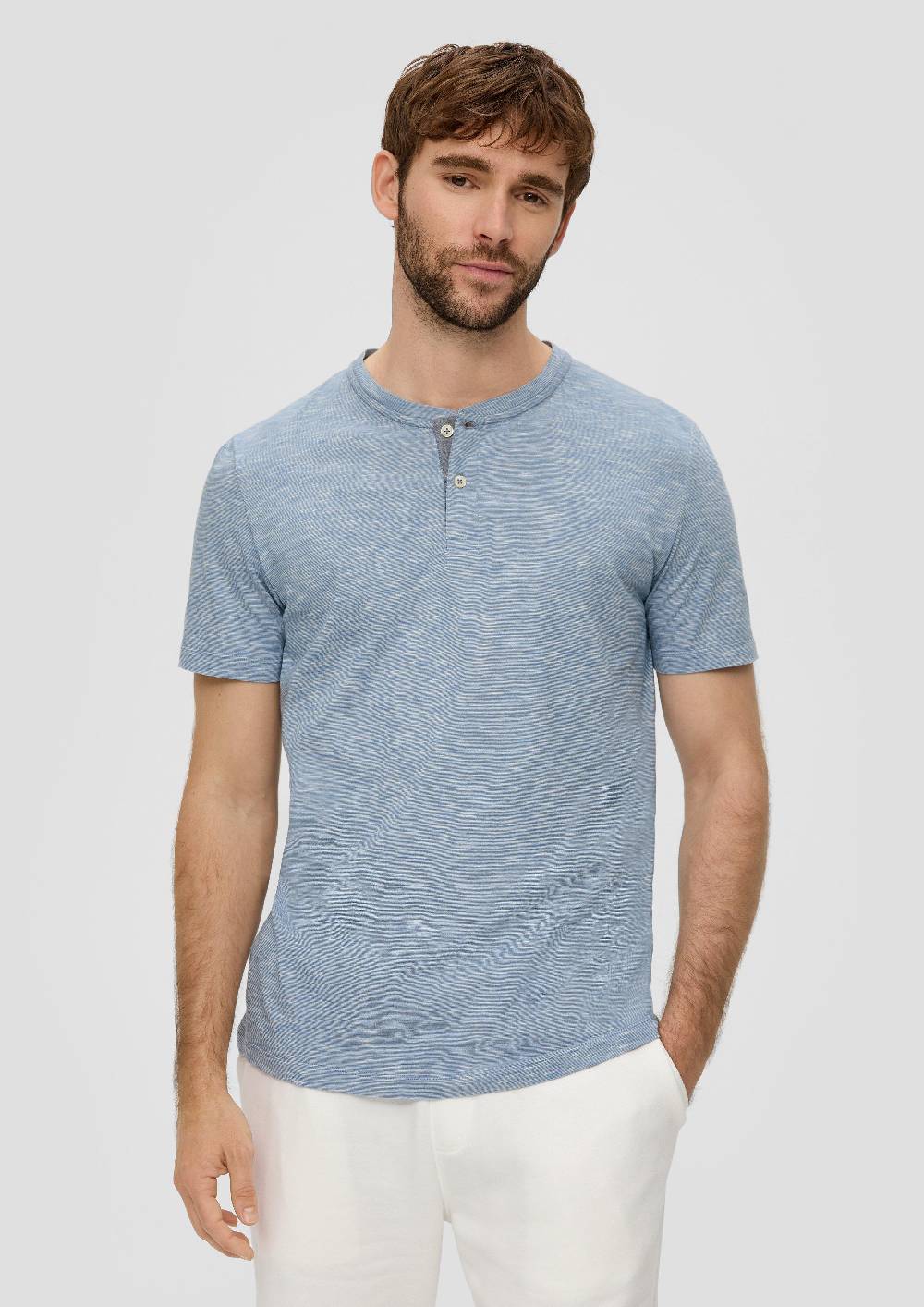 S.Oliver Baumwollshirt Mit Henleyausschnitt