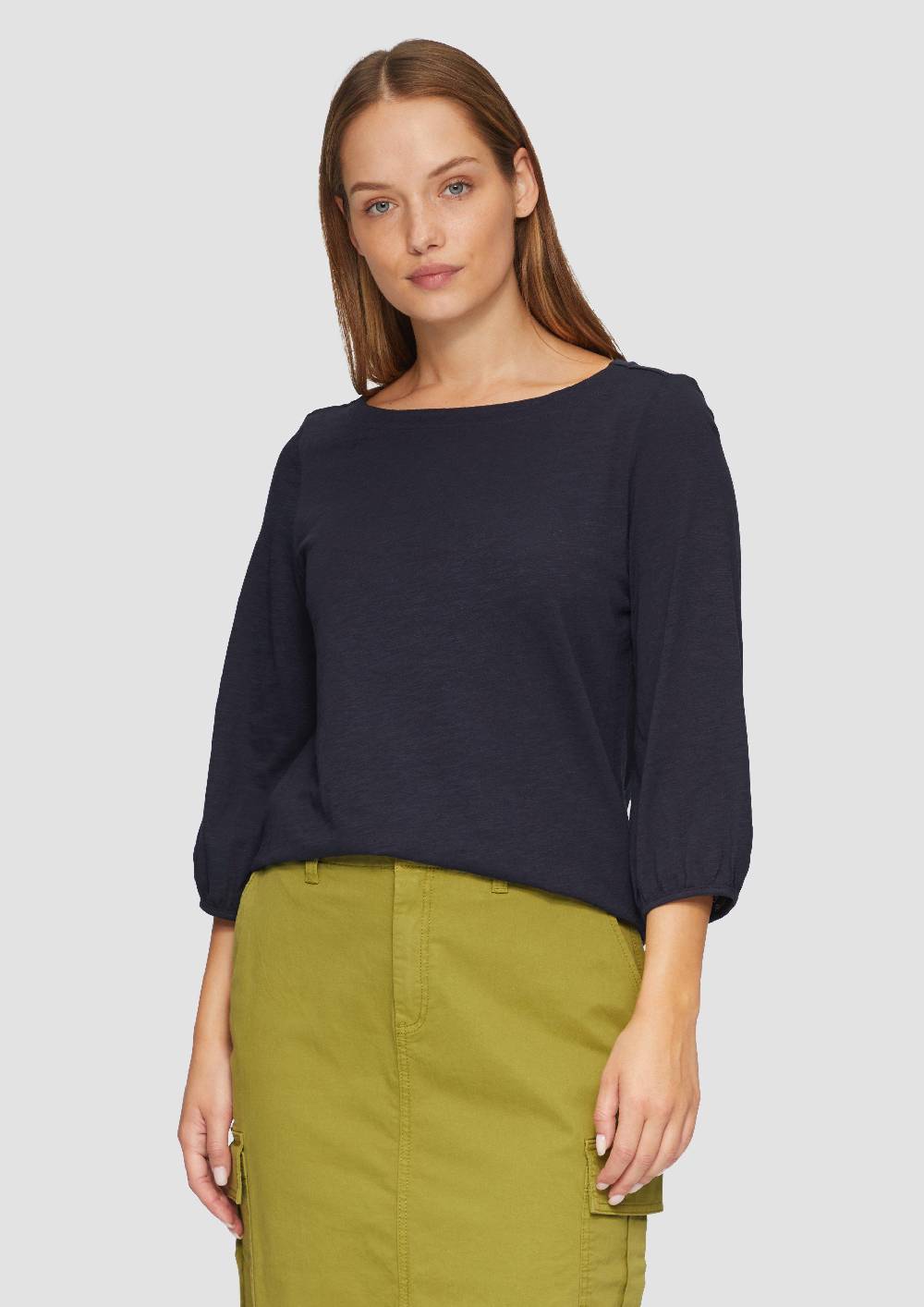 S.Oliver Baumwollshirt Mit U-Boot-Ausschnitt