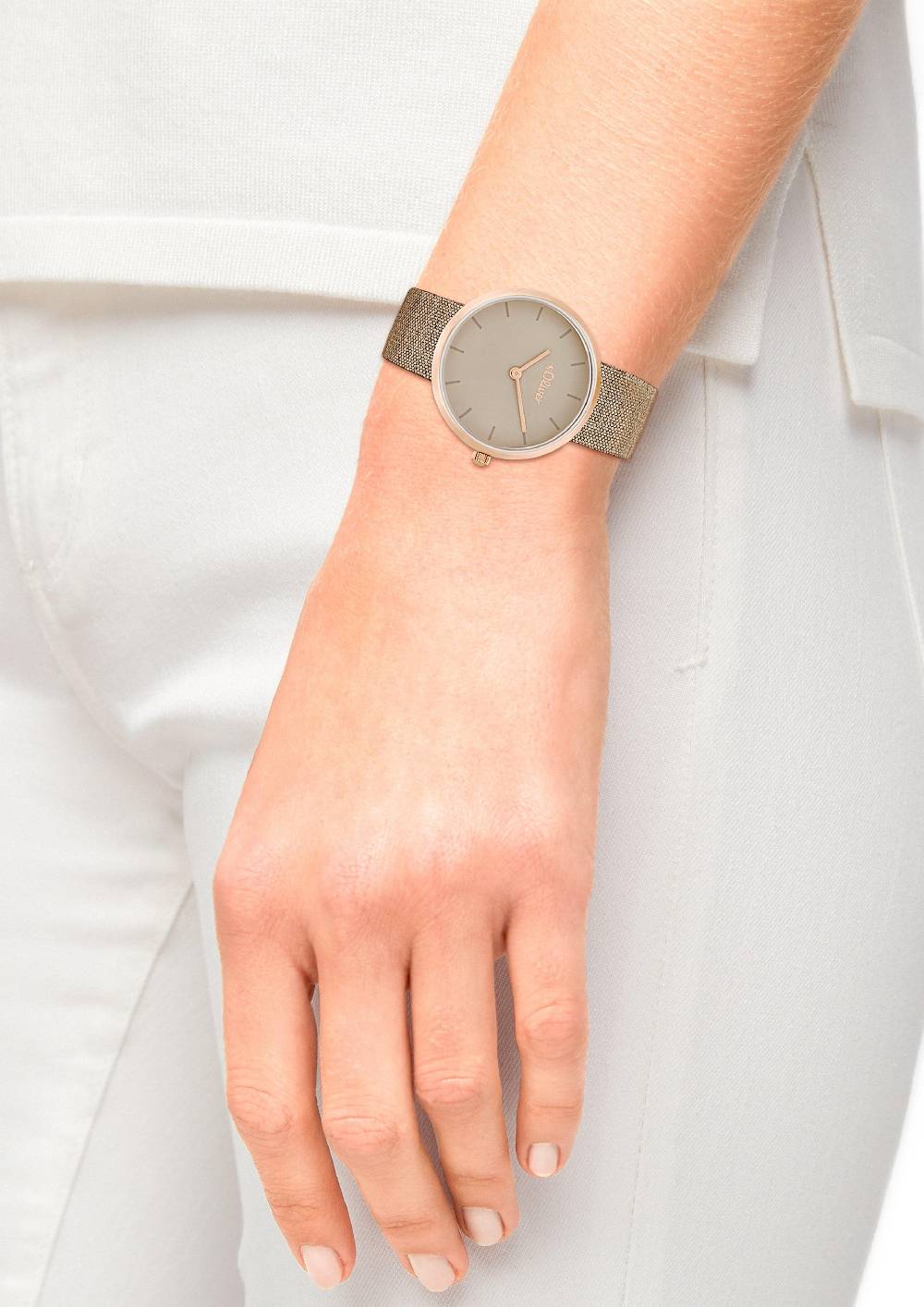 S.Oliver Beige Armbanduhr Mit Textilband