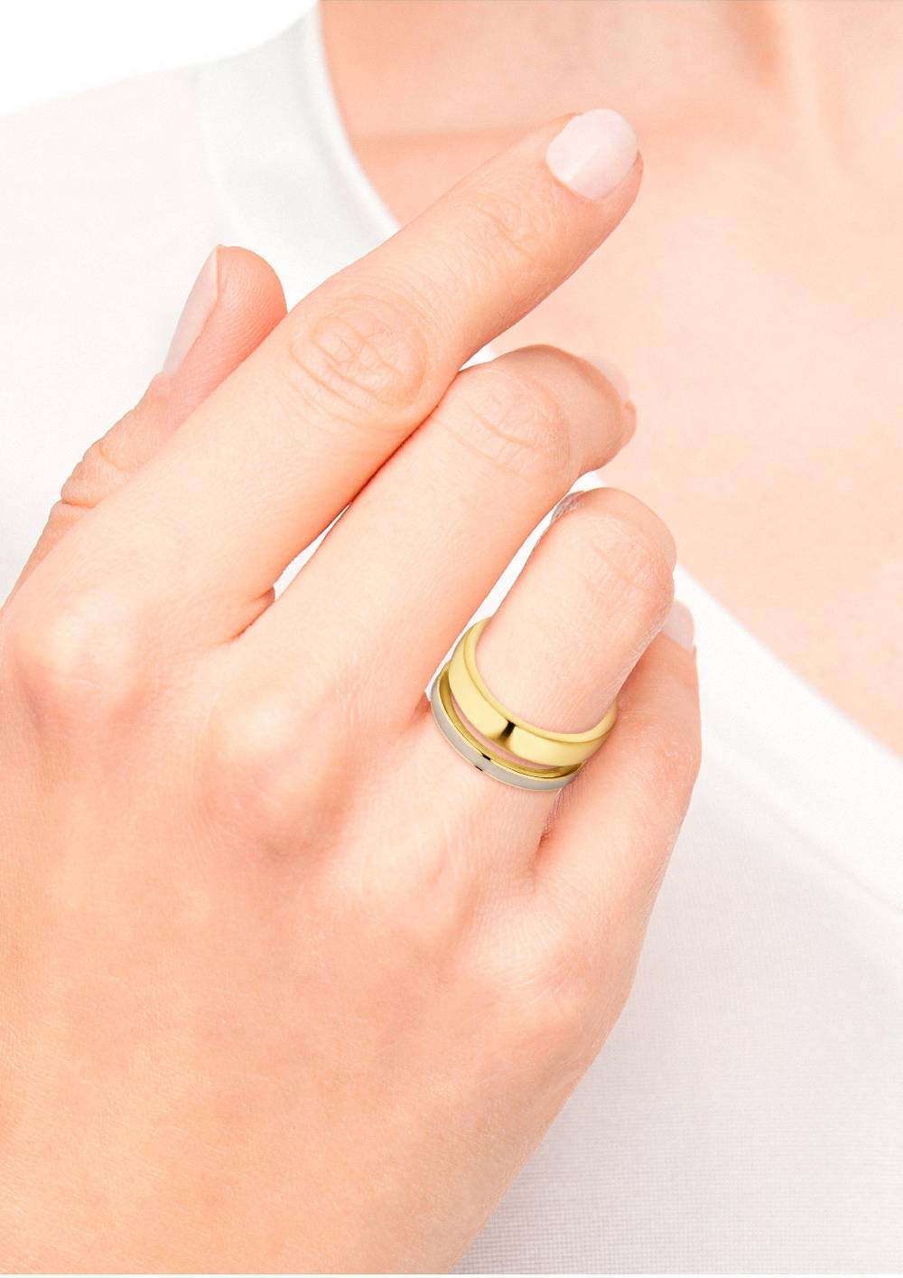 S.Oliver Bicolor-Ring Im Zweireihigem Design