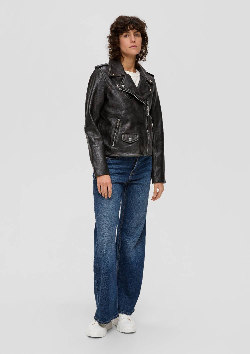 S.Oliver Bikerjacke Aus Echtleder