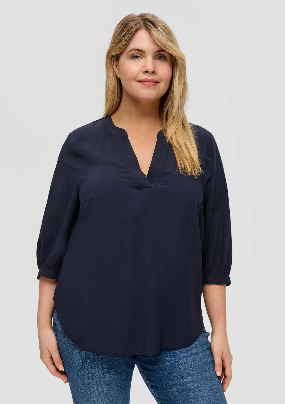 S.Oliver Bluse Aus Viskose Mit 3/4-Ärmeln