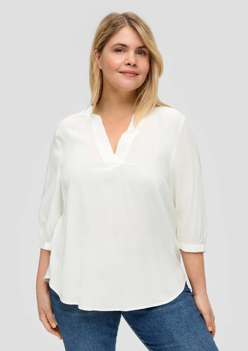 S.Oliver Bluse Aus Viskose Mit 3/4-Ärmeln