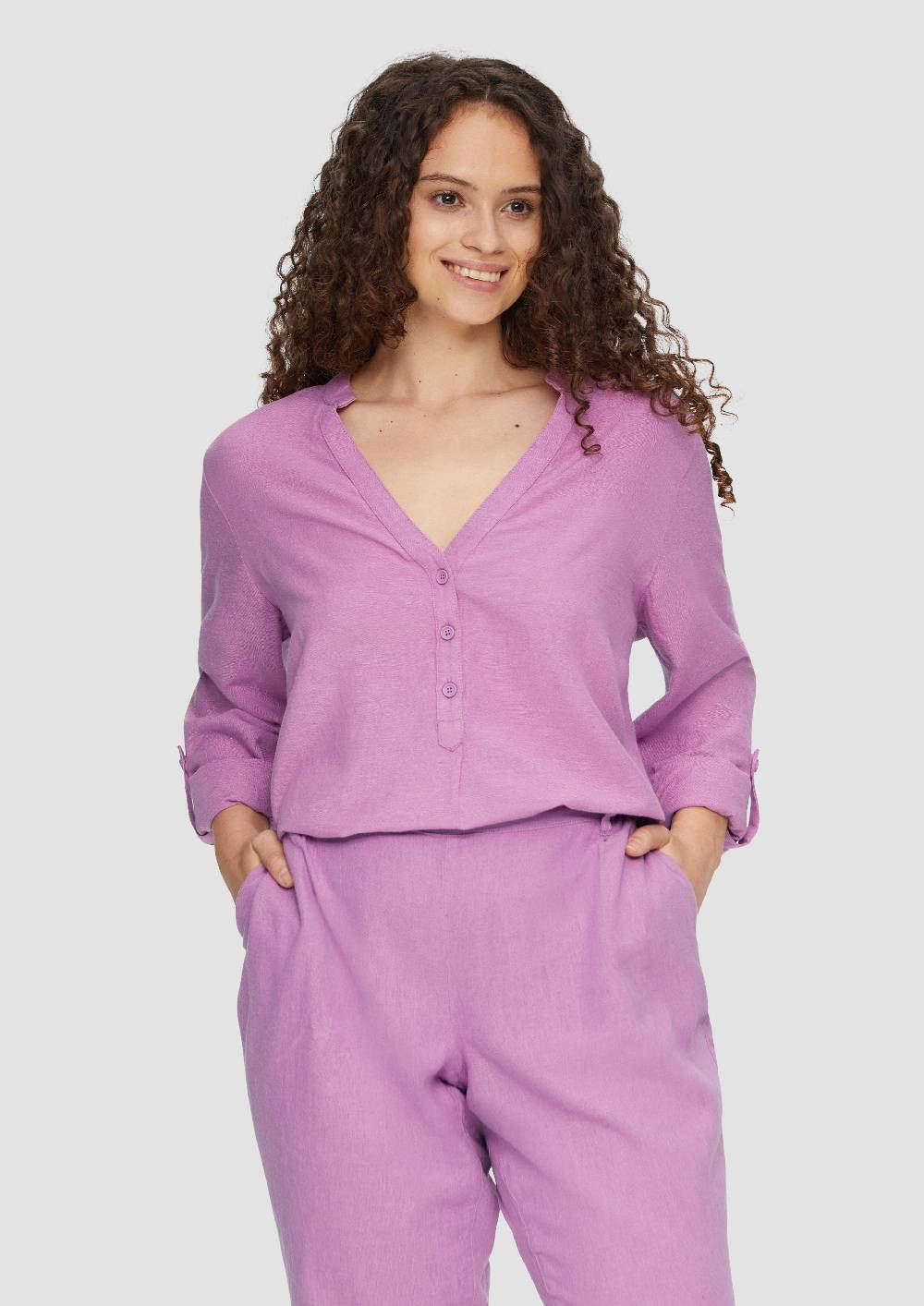 S.Oliver Bluse Mit Stehkragen Und Knopfleiste