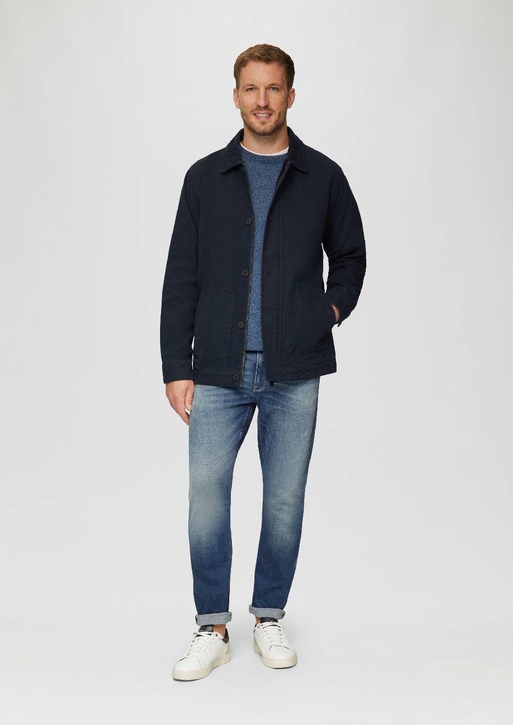 S.Oliver Canvas-Jacke Mit Cordkragen
