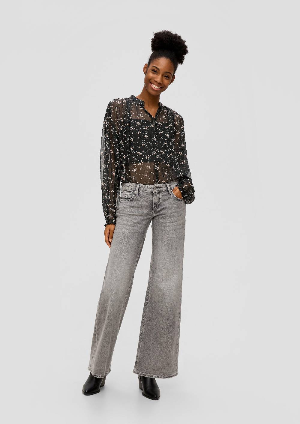 S.Oliver Chiffon-Bluse Mit Knöpfen