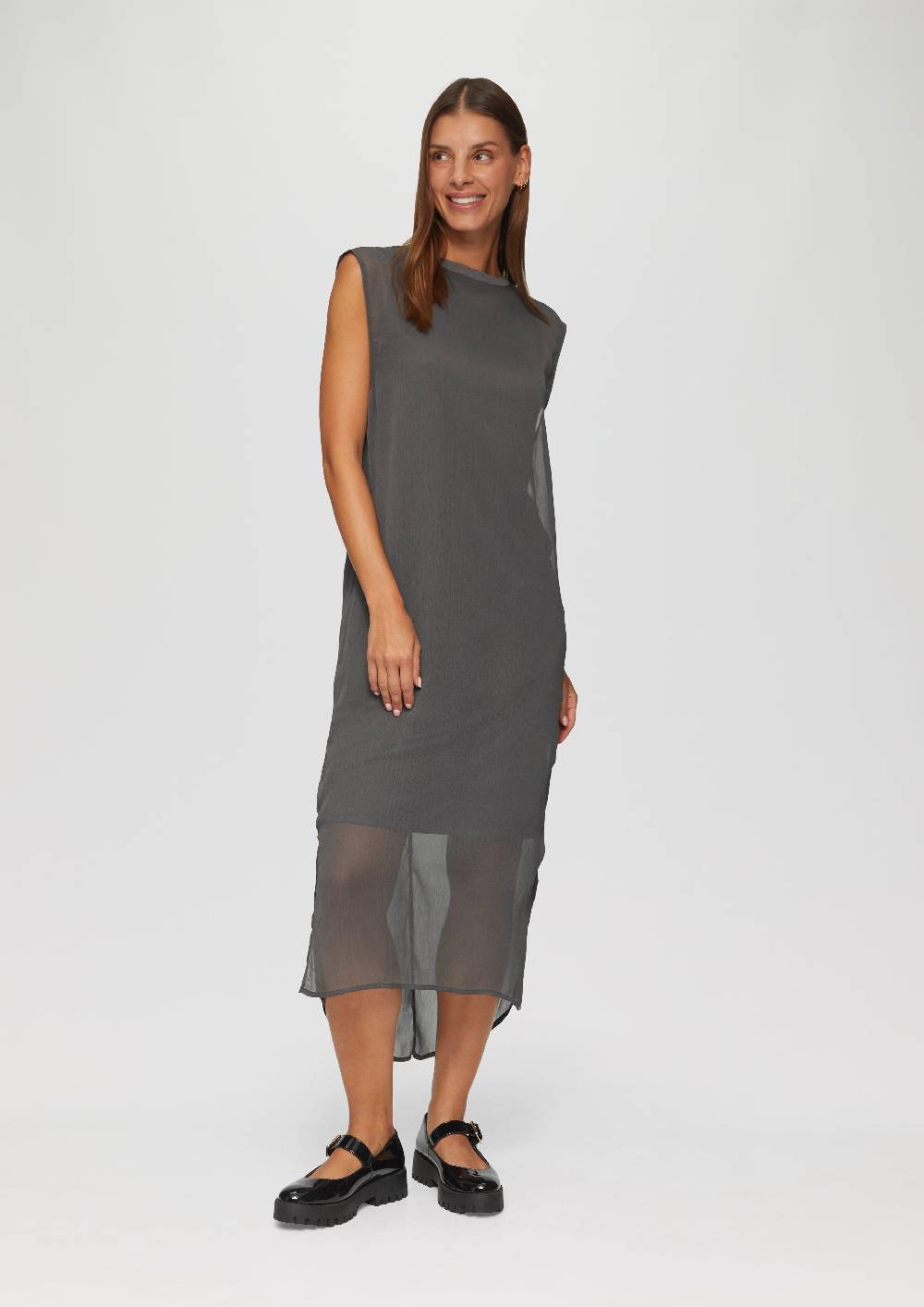 S.Oliver Chiffonkleid Mit Rundhalsausschnitt