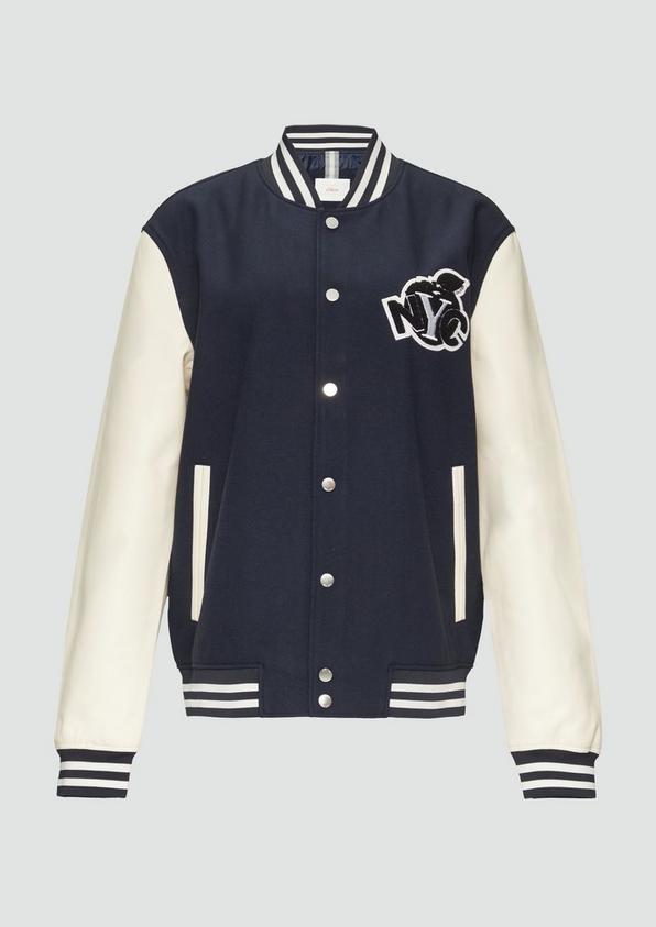 s.Oliver Collegejacke aus Twill und Lederimitat