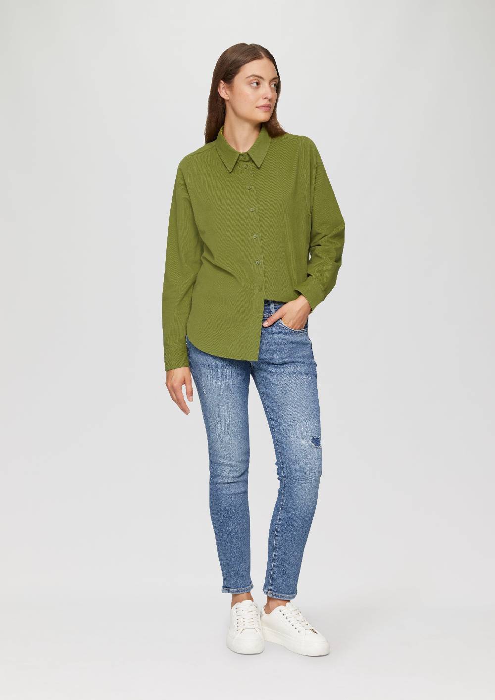 S.Oliver Cordbluse Im Relaxed Fit Mit Naht-Details