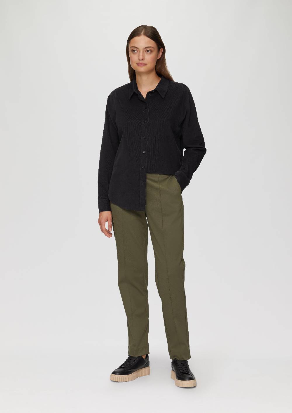 S.Oliver Cordbluse Im Relaxed Fit Mit Naht-Details