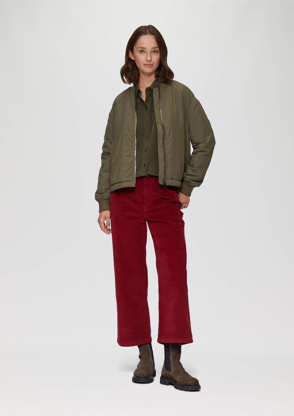 S.Oliver Cordbluse Im Relaxed Fit Mit Naht-Details