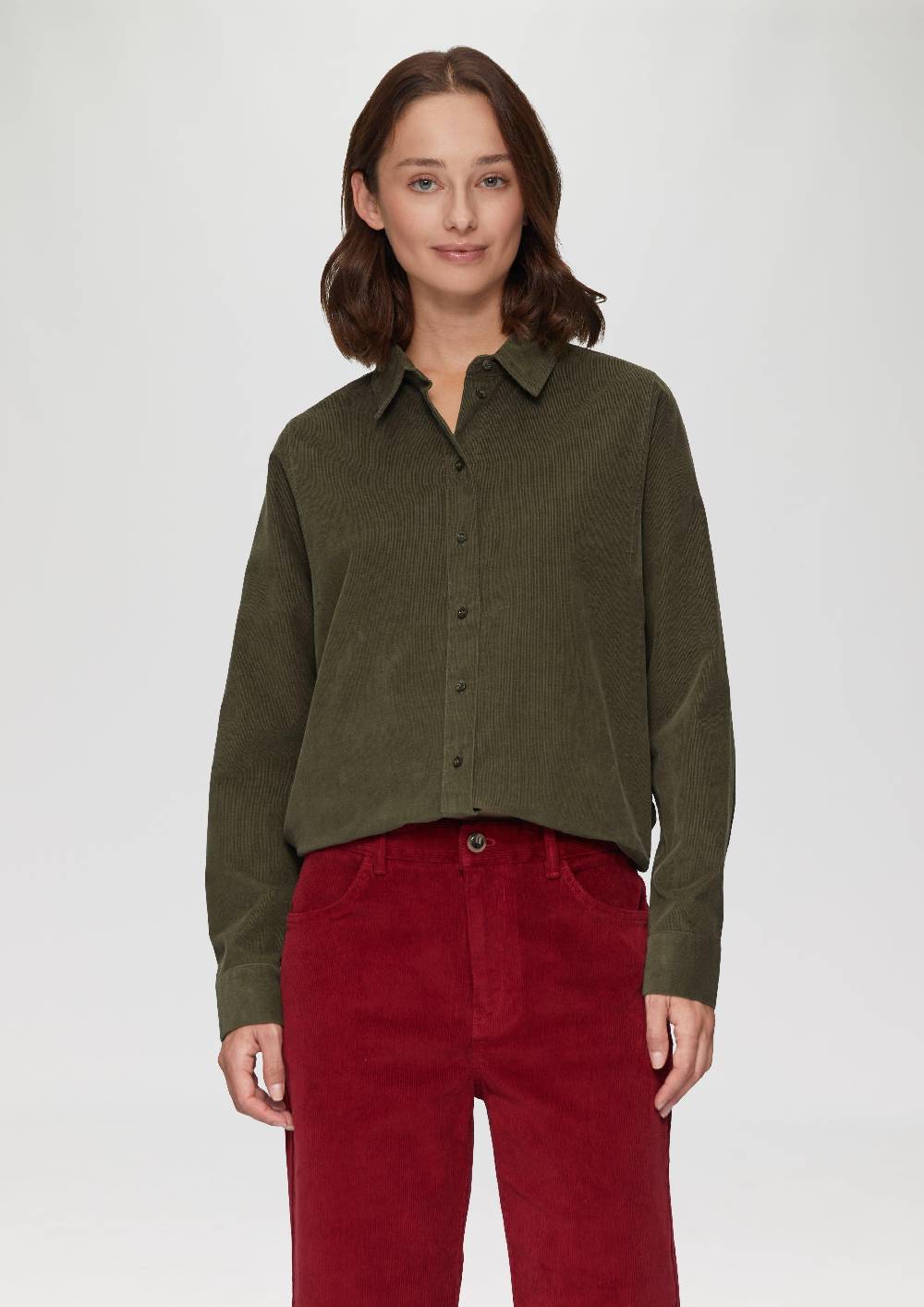 S.Oliver Cordbluse Im Relaxed Fit Mit Naht-Details