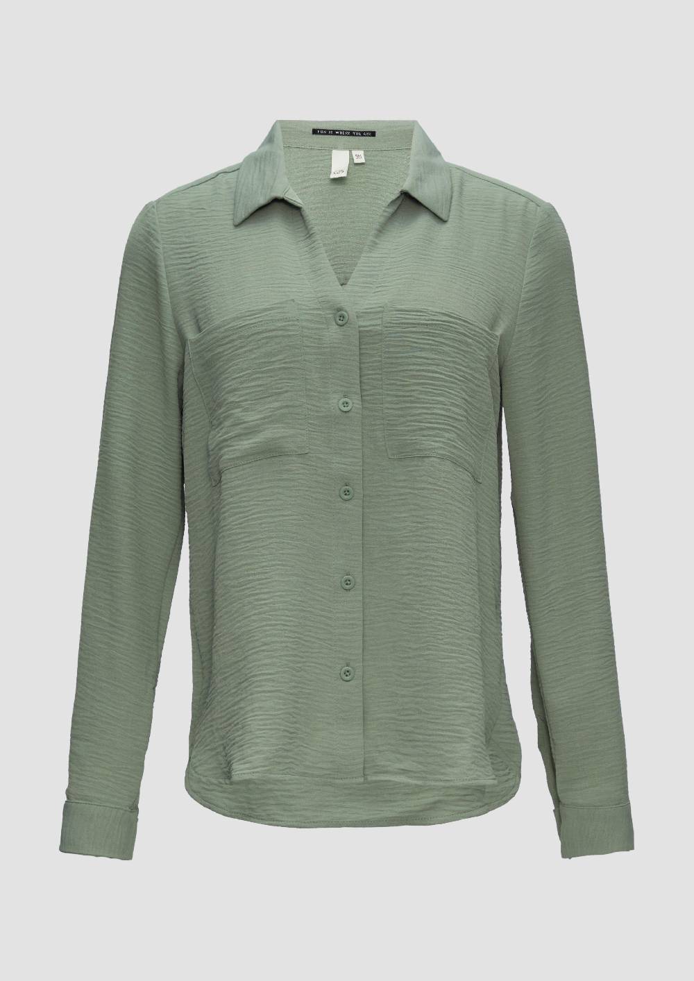 S.Oliver Crêpe-Bluse Mit Brusttaschen