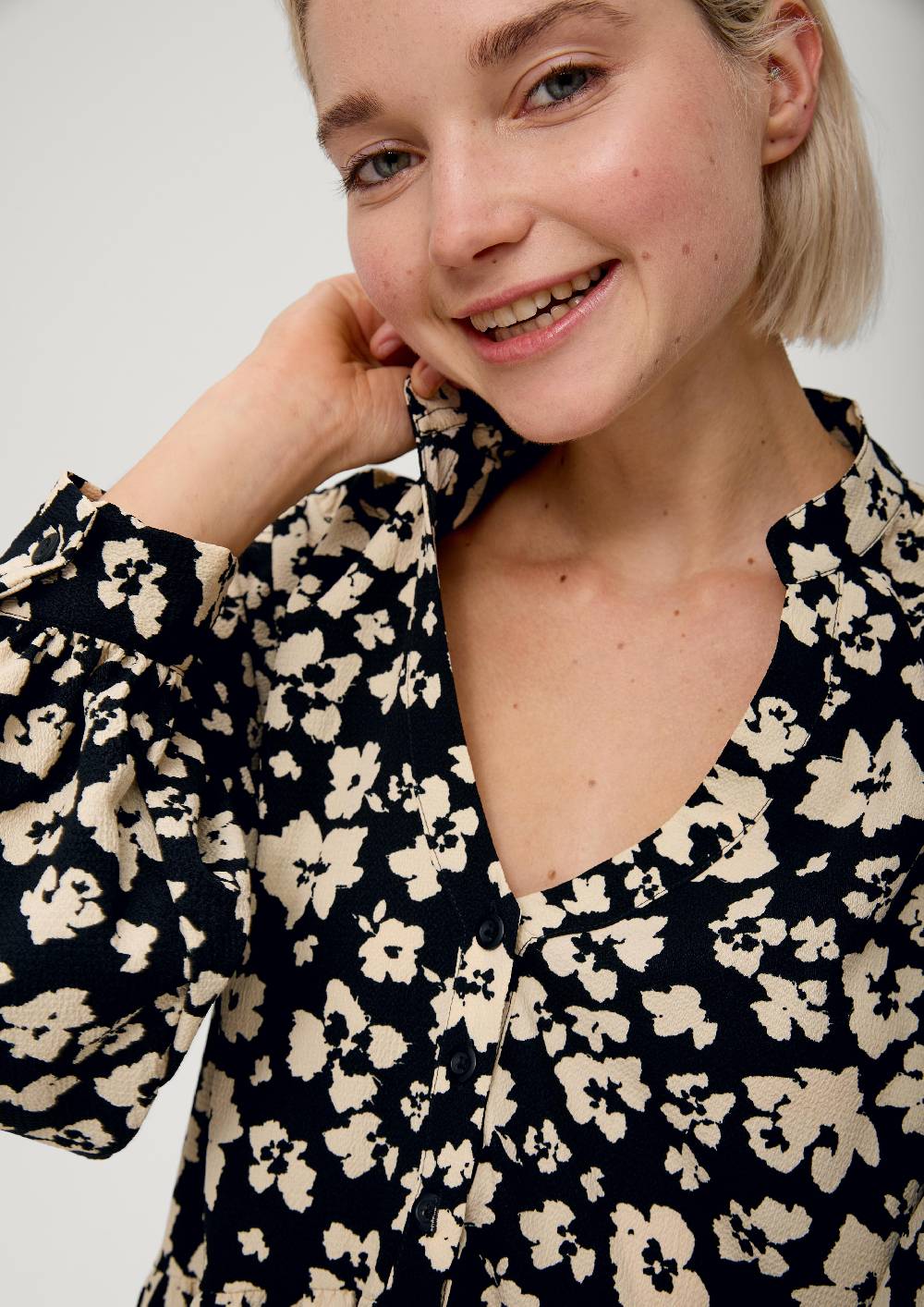 S.Oliver Crêpe-Kleid Mit Allover-Print