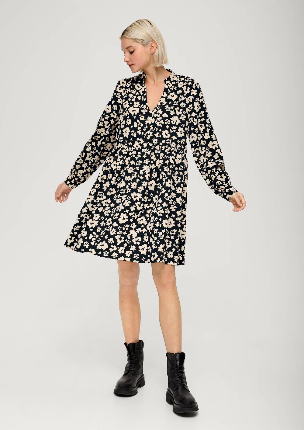 S.Oliver Crêpe-Kleid Mit Allover-Print