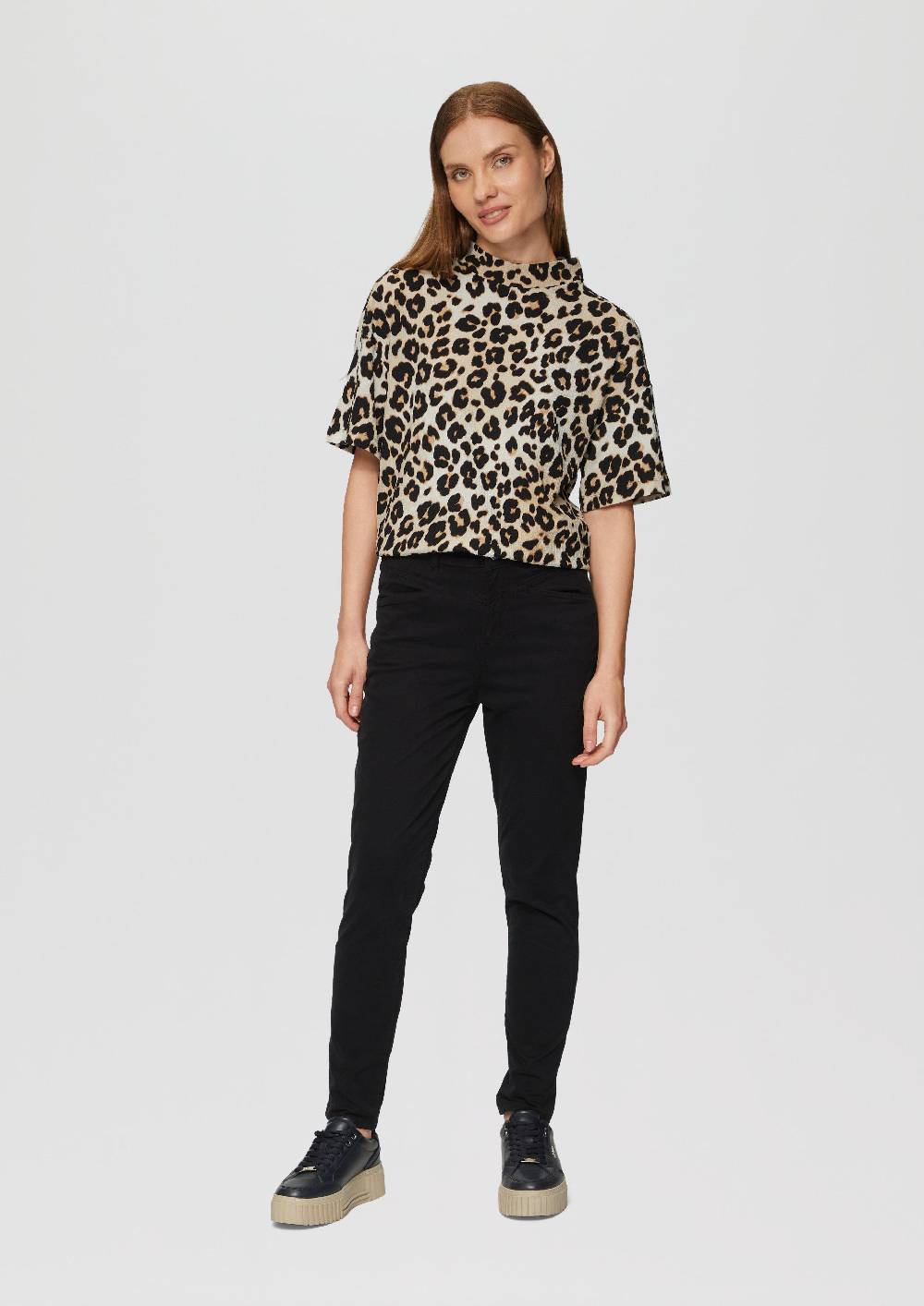 S.Oliver Crêpe-Shirt Mit Stehkragen