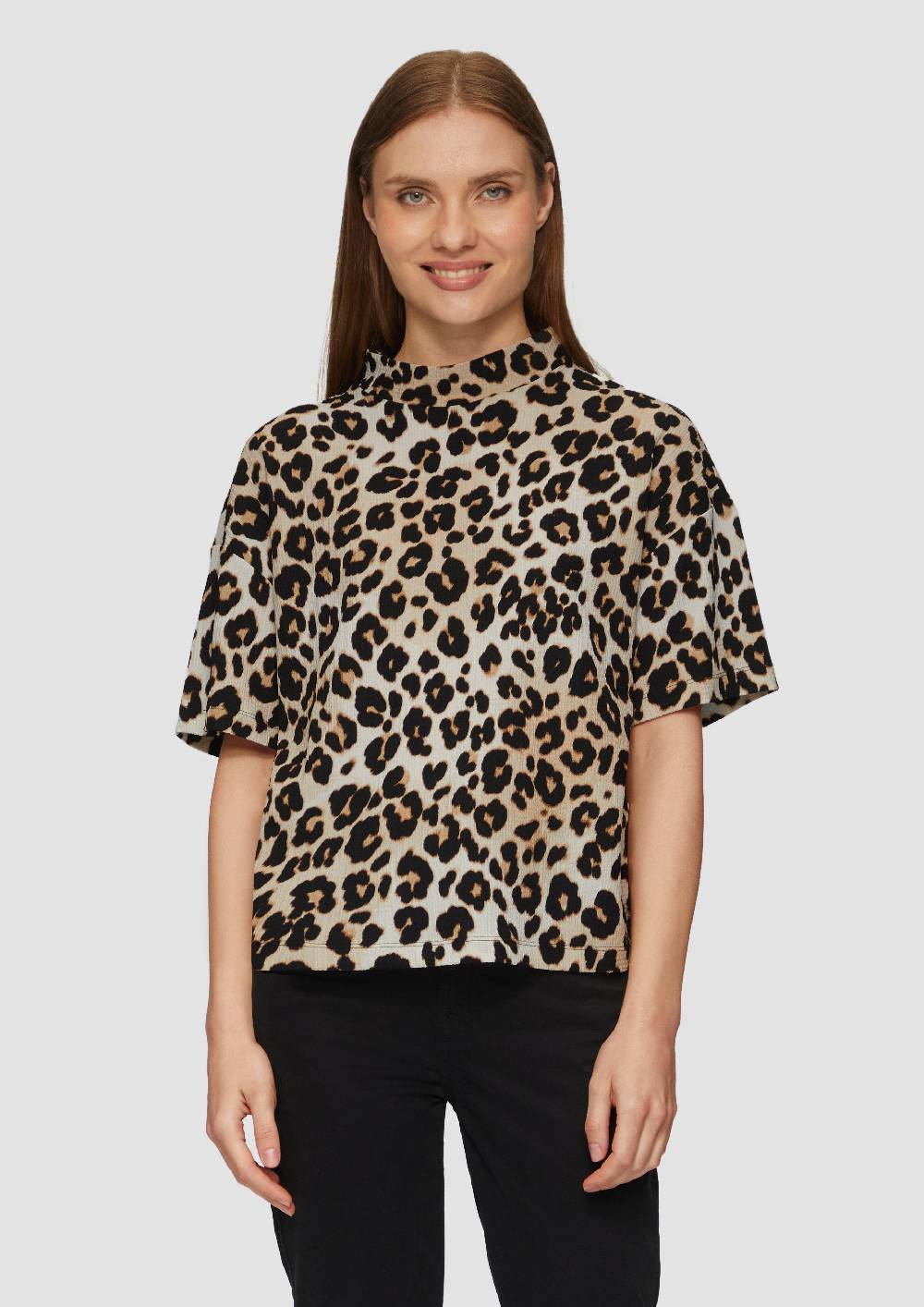 S.Oliver Crêpe-Shirt Mit Stehkragen