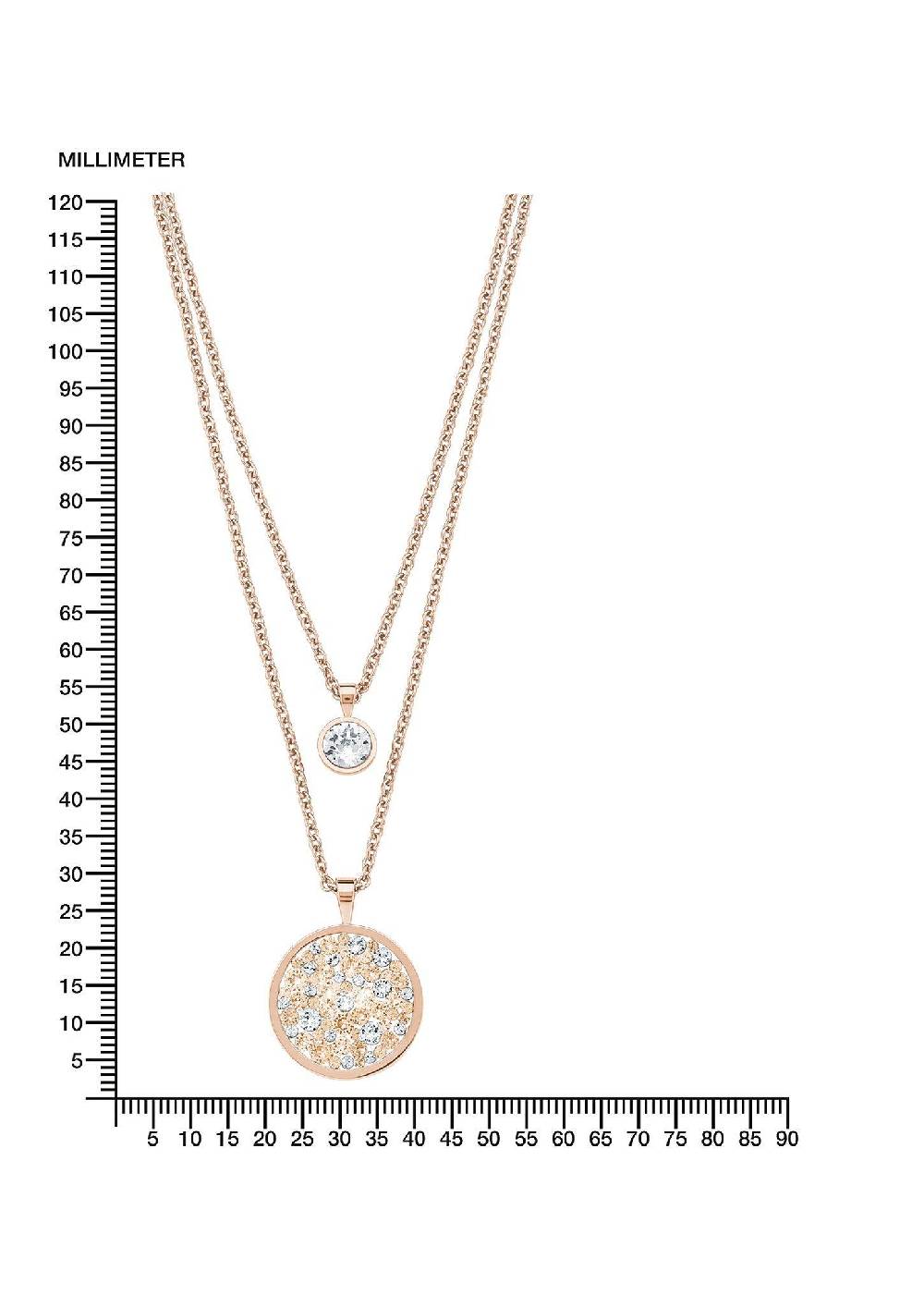 S.Oliver Doppel-Halskette Mit Kristallglas