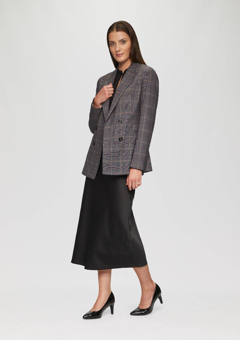 S.Oliver Doppelreihiger Karo-Blazer Im Slim Fit