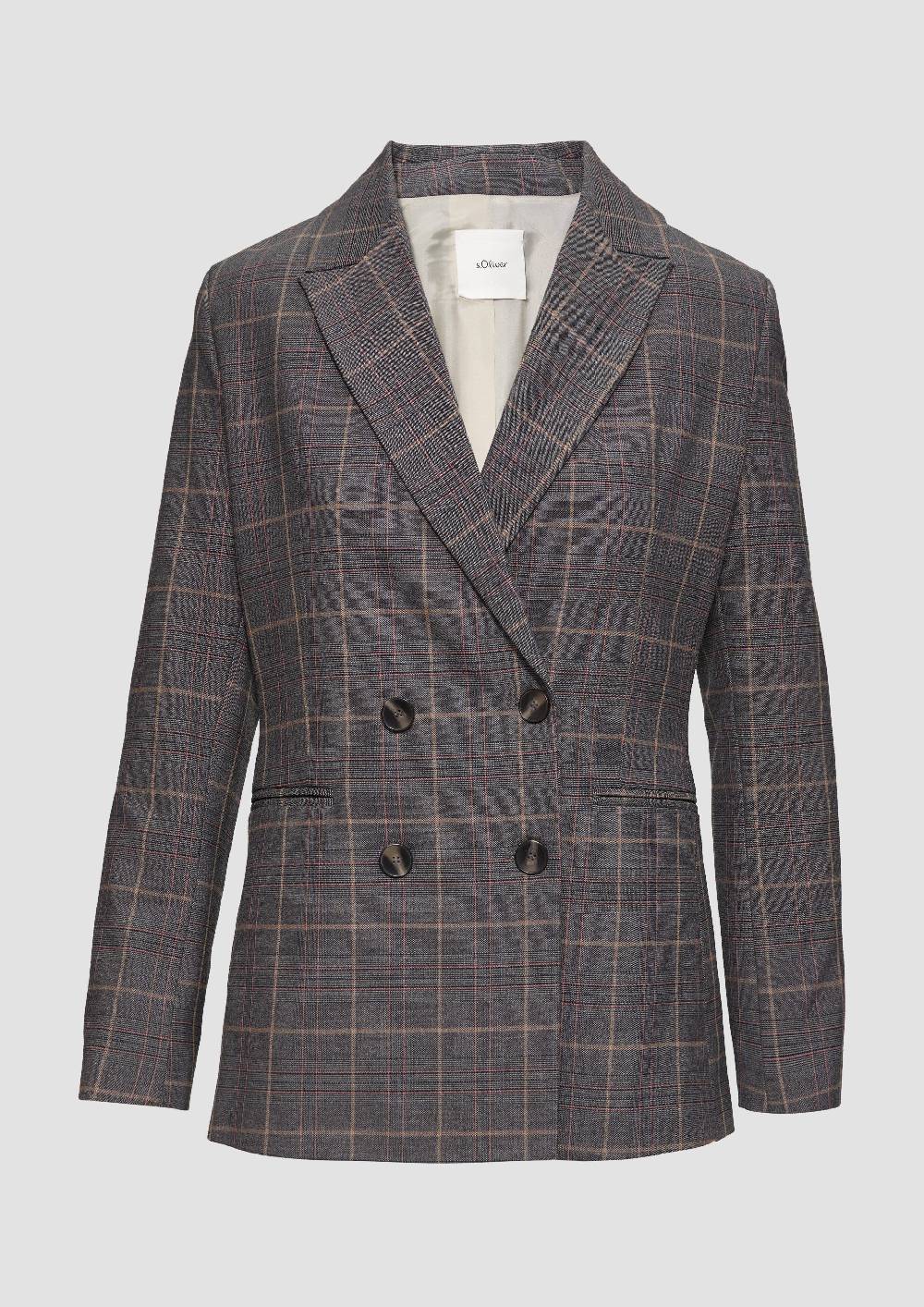 S.Oliver Doppelreihiger Karo-Blazer Im Slim Fit