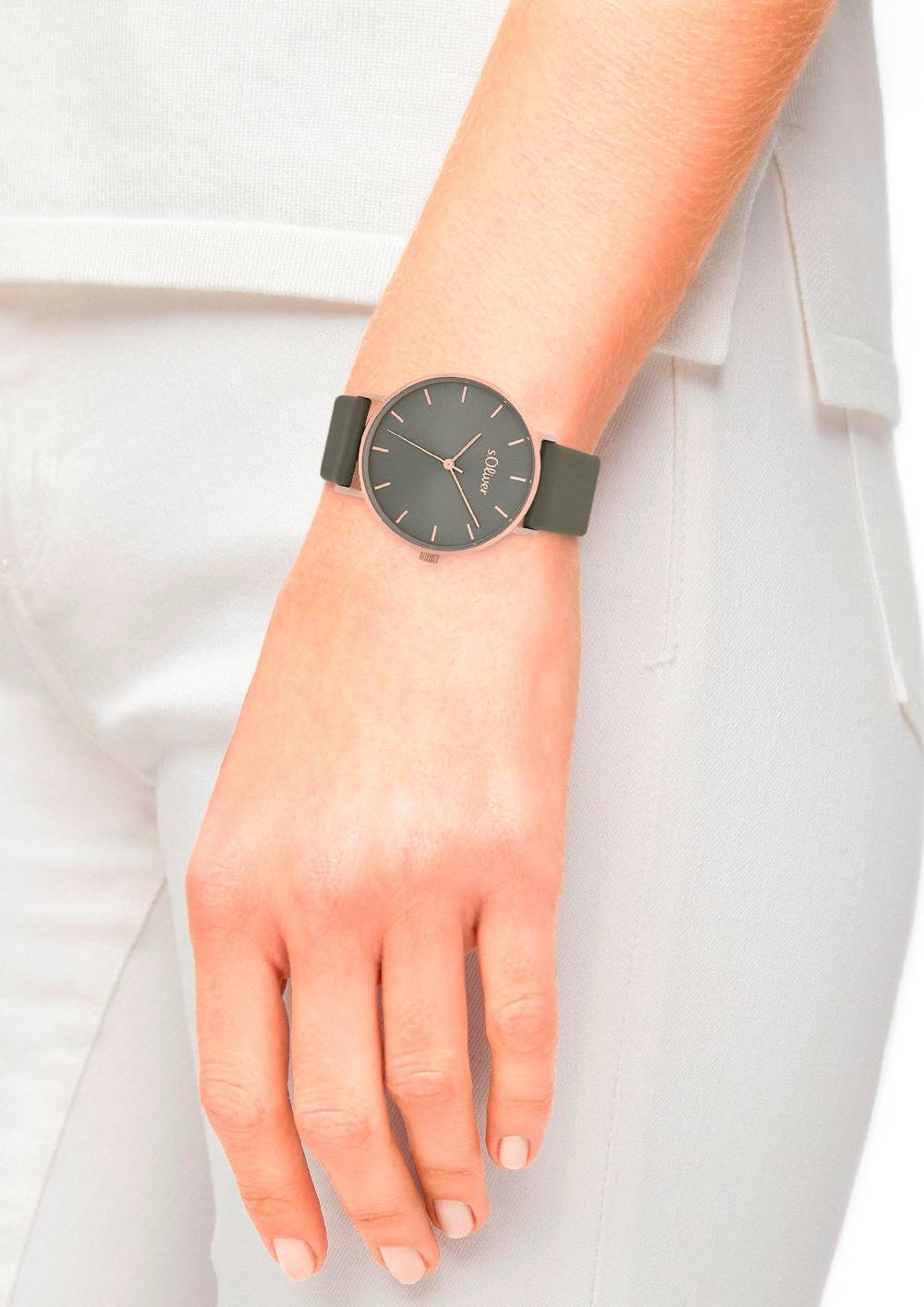 S.Oliver Edelstahluhr Mit Lederarmband