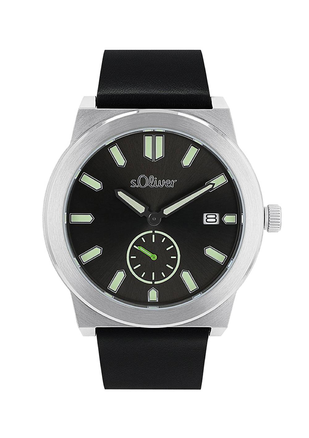 S.Oliver Edelstahluhr Mit Lederarmband