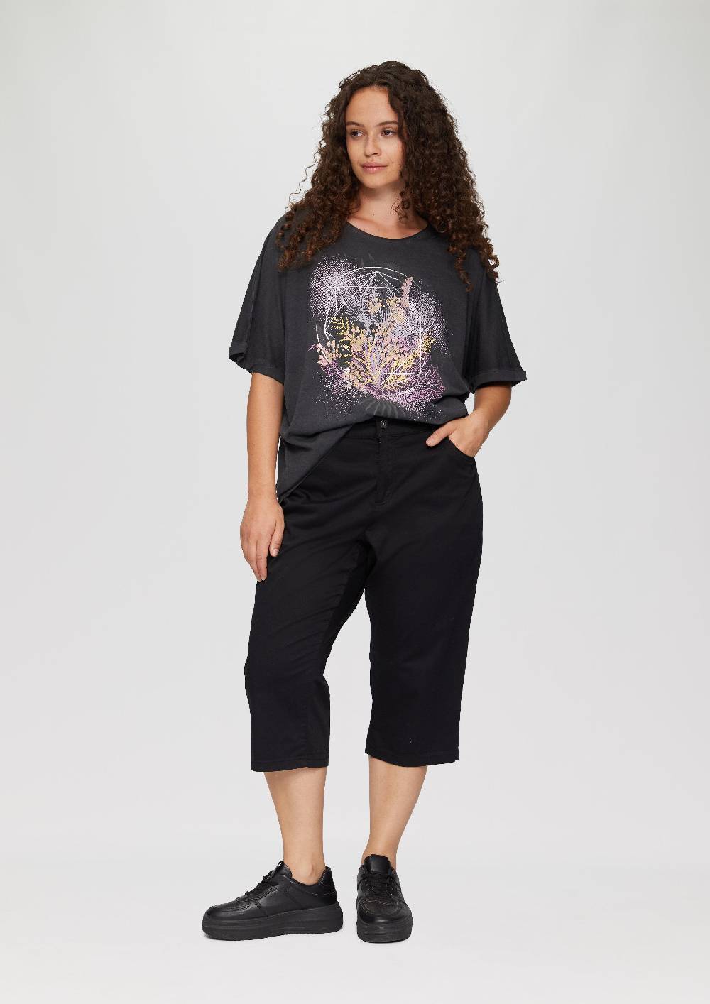 S.Oliver Elastische Capri-Hose Aus Baumwoll-Satin